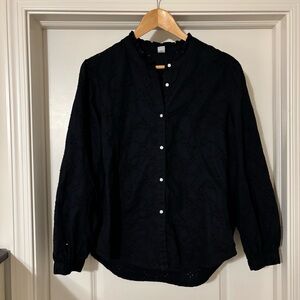Gently Worn - Black Eyelet Lace Button Down Top
